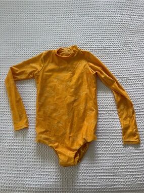 Of One Sea Yellow Long-Sleeve One-Piece Swimsuit Ohia Lehua Print